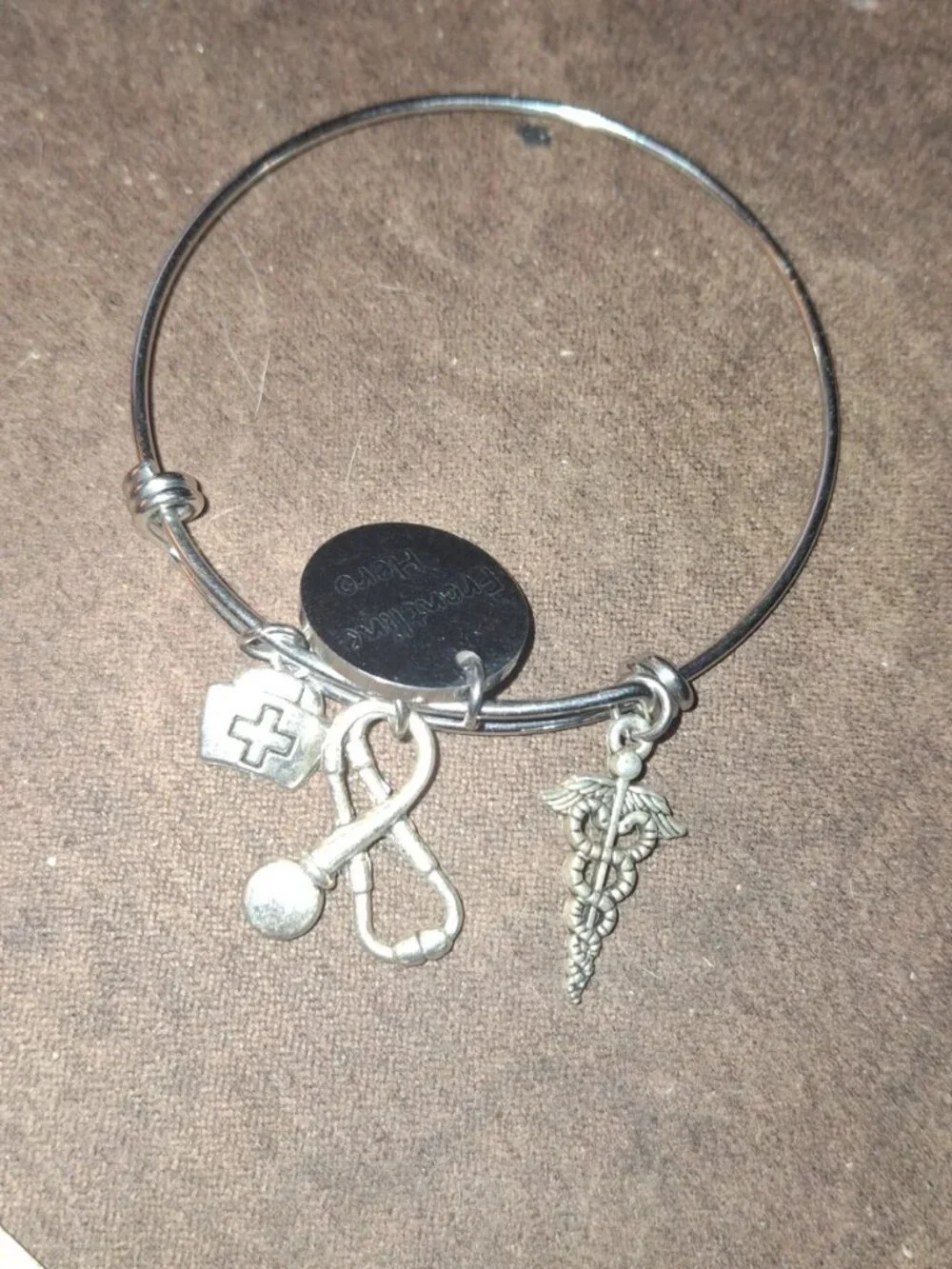 Frontline hero nurse doctor expandable bracelet silvertone